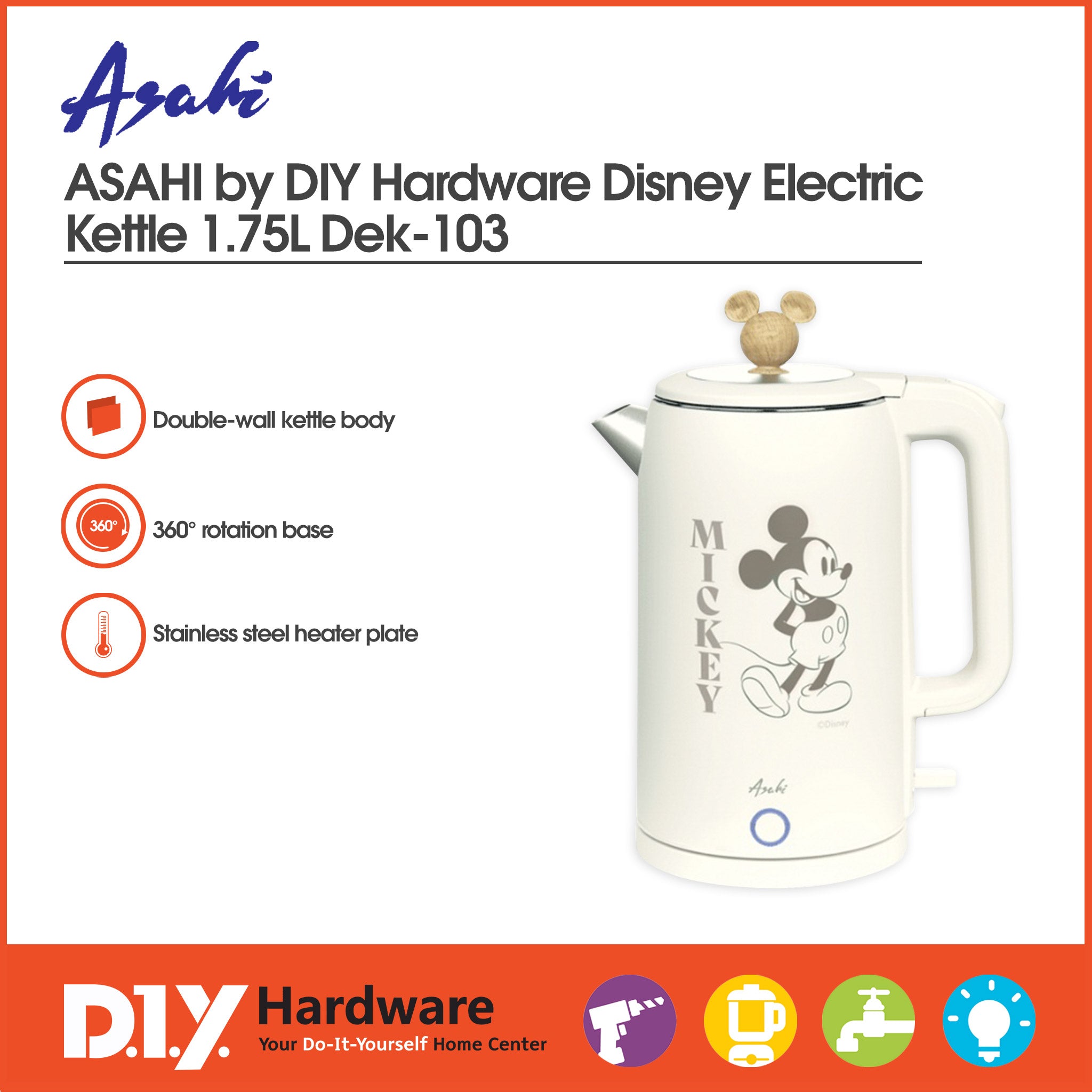 Asahi by DIY Hardware Disney Electric Kettle Dek-103