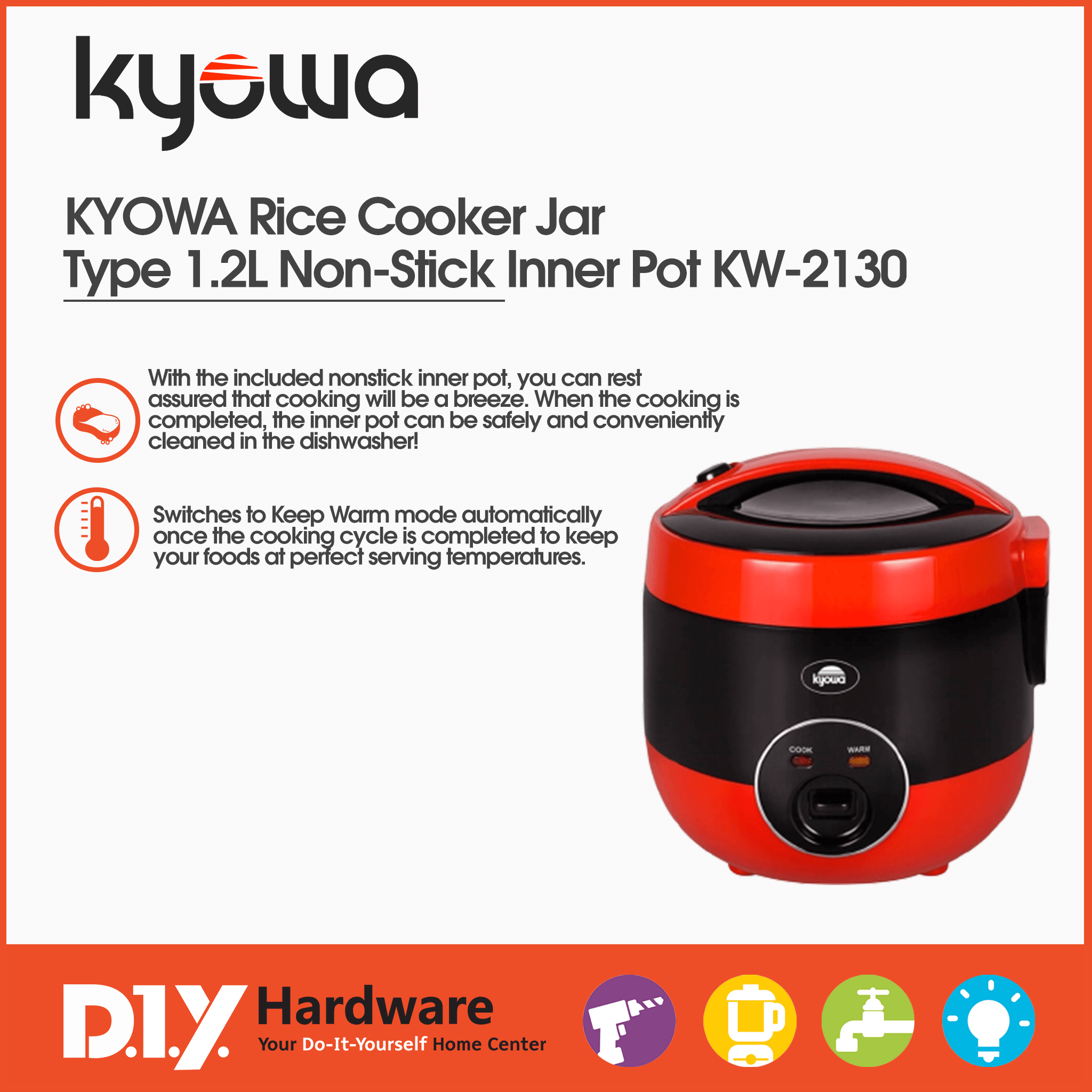 Kyowa Rice Cooker Non Stick Inner Pot with Stainless Steel Cover