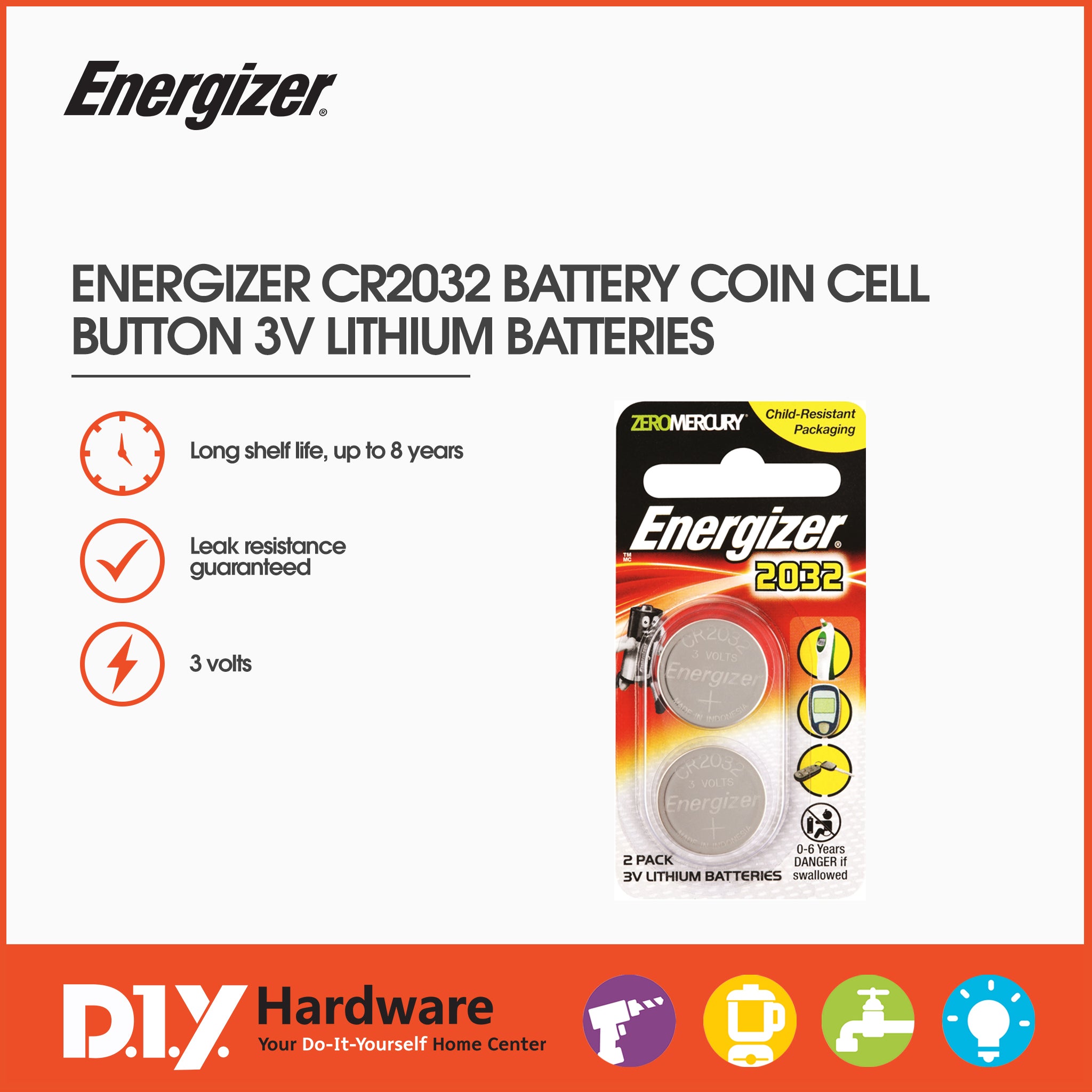 Energizer CR2032 Lithium 3v Coin Cell Button CMOS Battery for Computer  Motherboards 