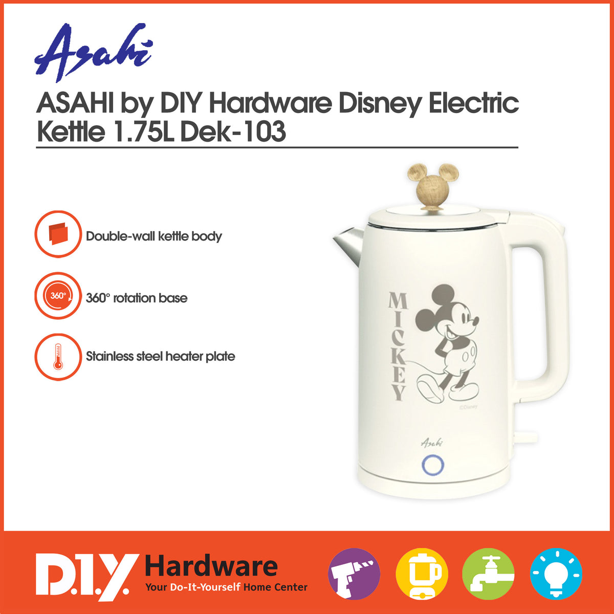 Asahi by DIY Hardware Disney Electric Kettle Dek-103