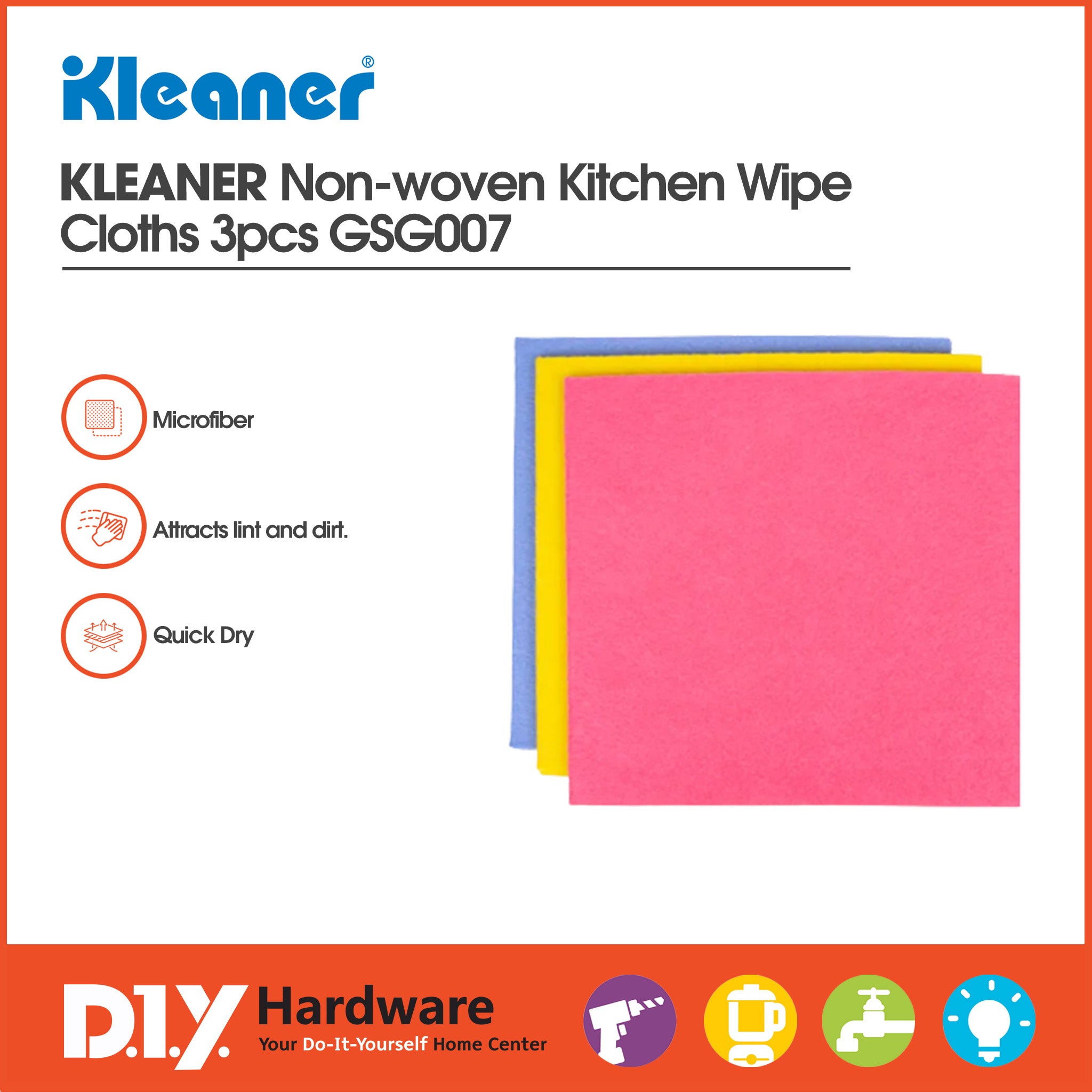 Buy KLEANER By DIY Hardware Non woven Kitchen Wipe Cloths 3pcs GSG007 buy-kleaner-by-diy-hardware-non-woven-kitchen-wipe-cloths-3pcs-gsg007