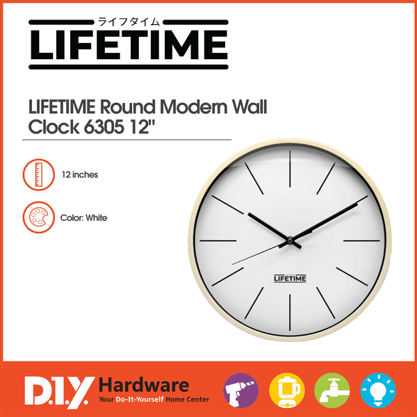 LIFETIME by DIY Hardware Round Modern Wall Clock 6305 12"