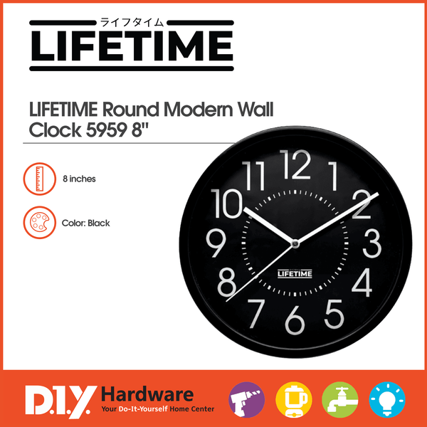 LIFETIME by DIY Hardware Round Modern Wall Clock 5959 8"