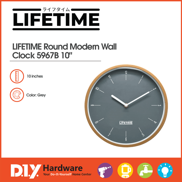 LIFETIME by DIY Hardware Round Modern Wall Clock 5967B 10"