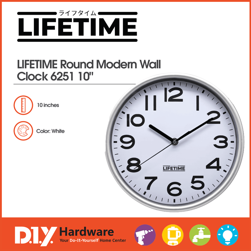 LIFETIME by DIY Hardware Round Modern Wall Clock 6251 10"