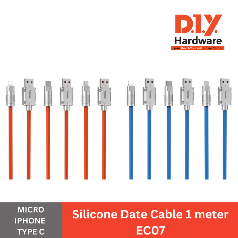 YOOKIE by DIY Hardware Silicone Date Cable 1 meter EC07 - Micro, Iphone, Type C