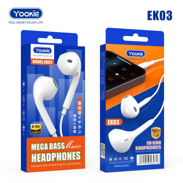 YOOKIE by DIY Hardware Mega Bass Music Headphones EK03 - WHITE