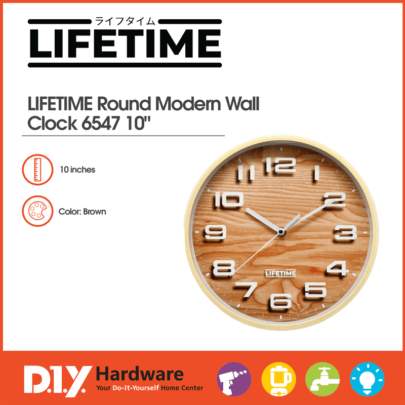 LIFETIME by DIY Hardware Round Modern Wall Clock 6547 10"
