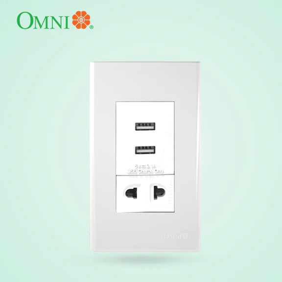 OMNI by DIY Hardware USB Charger Outlet & Universal Outlet in Wide Series Plate - WP3-WUSB/WU