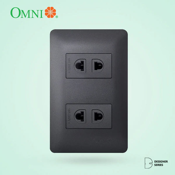 OMNI by DIY Hardware 2pcs. Universal Outlet in Graphite Plate 16A (Designer Series) - DP2-WU200G