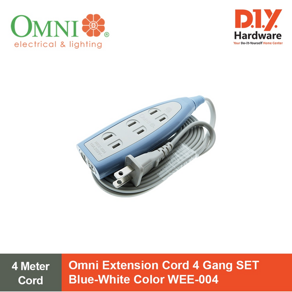 Omni Extension Cord 4 Gang SET Blue-White Color WEE-004
