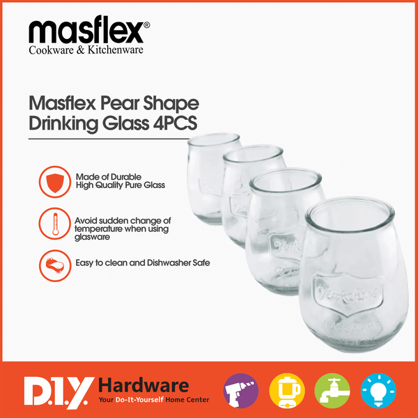 Masflex Pear Shape Drinking Glass 4PC QG-060 - DIYH ONLINE EXCLUSIVE