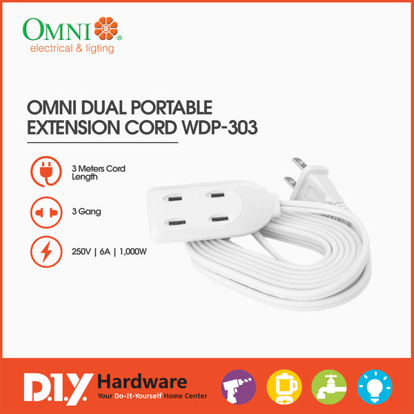 Omni Dual Portable Extension Cord Set 3 Meter Wire Wdp-303