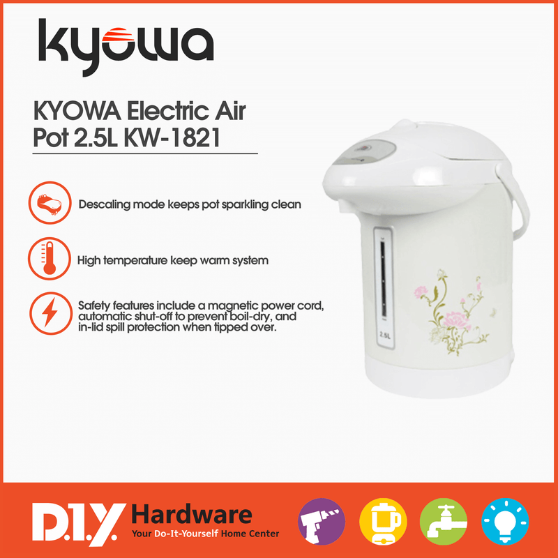 KYOWA by DIY Hardware Electric Air Pot with Manual Pump Thermo Pots 2.5L KW-1821