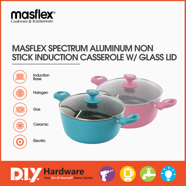 Masflex Spectrum Aluminum Non Stick Induction Casserole with Glass Lid 24cm (NK-C25)