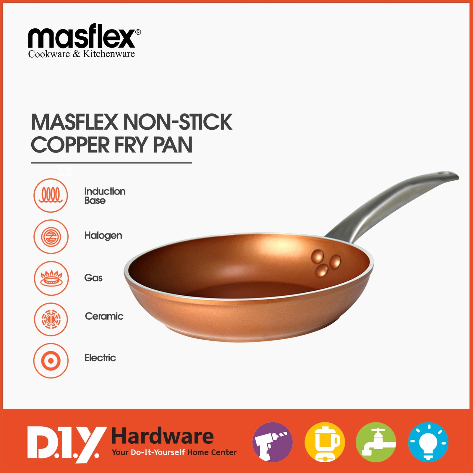Masflex Copper Series 20 cm Non-Stick Fry Pan Induction Ready Frying P