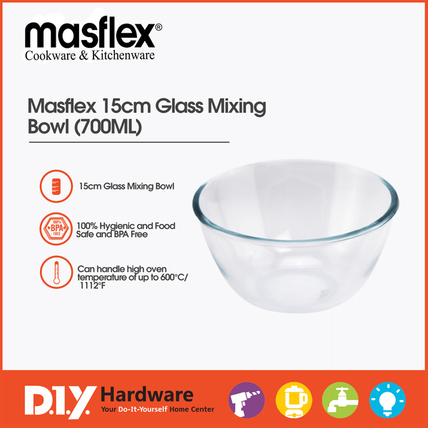Masflex 15Cm Glass Mixing Bowl (700Ml) FE-15 - DIYH ONLINE EXCLUSIVE