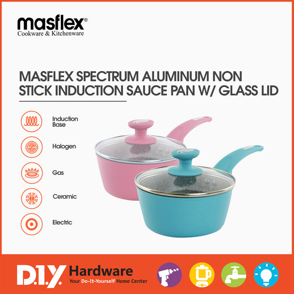 Masflex Spectrum Aluminum Saucepan Non Stick Induction Sauce Pan w/ Glass Lid 16cm (NK-C24)