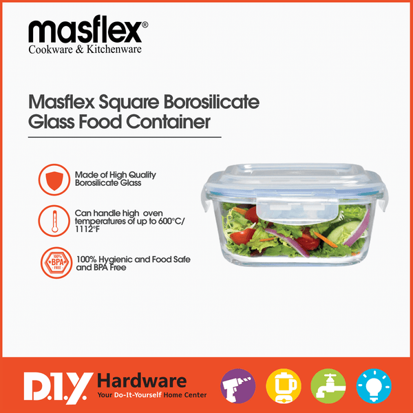 Masflex Square Borosilicate Glass Food Container FE-320 - DIYH ONLINE EXCLUSIVE