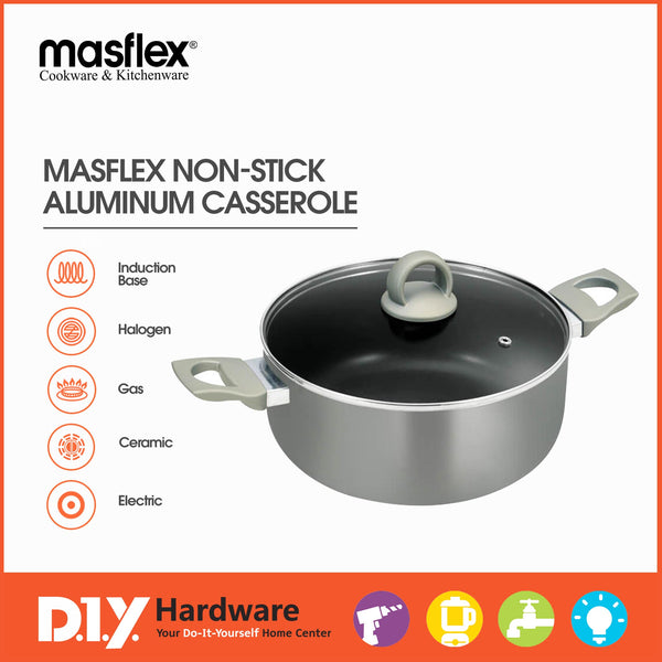 Masflex Platinum 20 cm Aluminum Non Stick Induction Casserole w/ 2 Layer Coat NK-P705 - DIYH ONLINE EXCLUSIVE