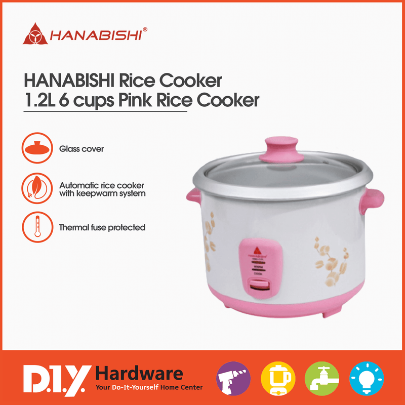 Hanabishi by DIY Hardware Rice Cooker HRC12G 1.2L 6 cups Pink Rice Cooker - DIYH ONLINE EXCLUSIVE