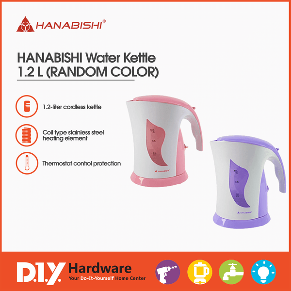 Hanabishi by DIY Hardware Water Kettle 1.2 L HWK112C (RANDOM COLOR) - DIYH ONLINE EXCLUSIVE