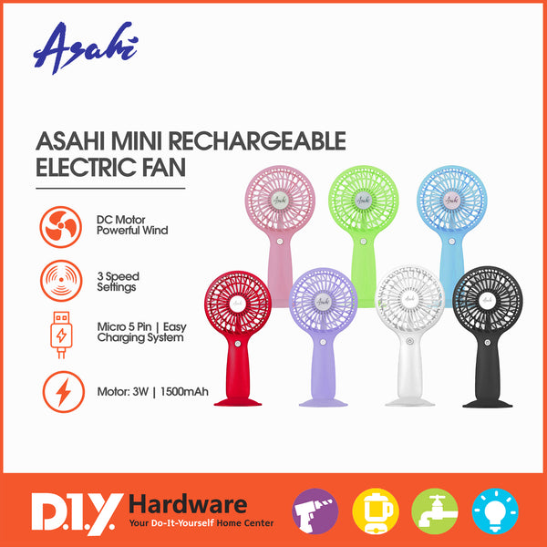 Asahi by DIY Hardware Mini Rechargeable Fan 3" Mf-038