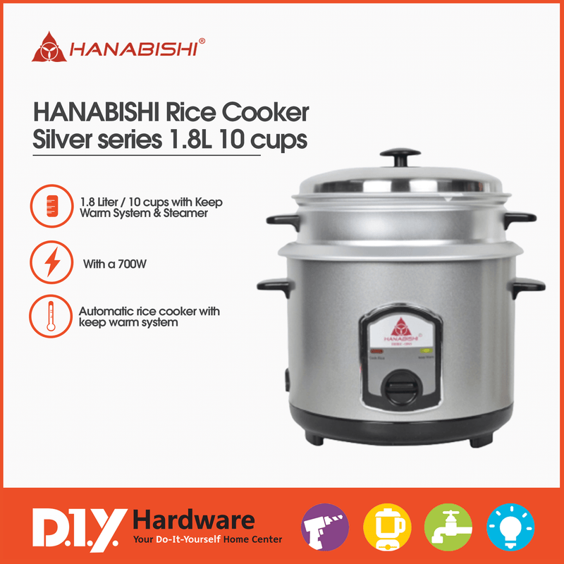 Hanabishi by DIY Hardware Rice Cooker HHRC18SS Silver series 1.8L 10 cups - DIYH ONLINE EXCLUSIVE