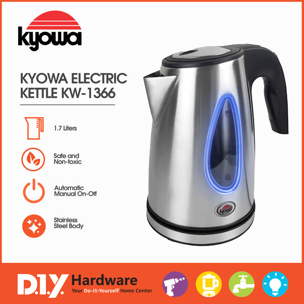 KYOWA by DIY Hardware Electric Kettle Stainless Steel 1.7 Liters Kw-1366