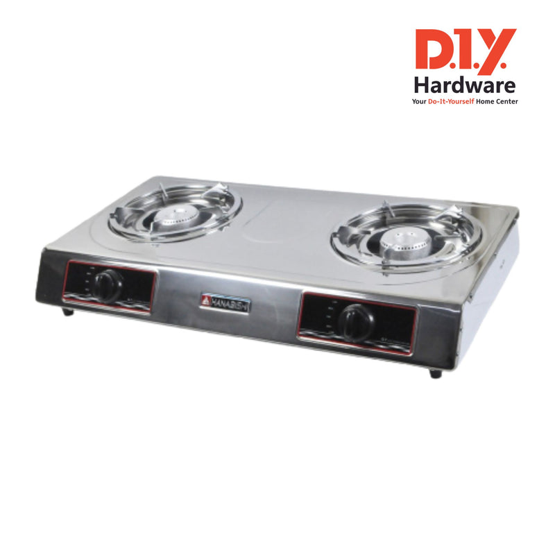 Hanabishi by DIY Hardware Stainless Steel Double Burner Gas Stove G-7 - DIYH ONLINE EXCLUSIVE