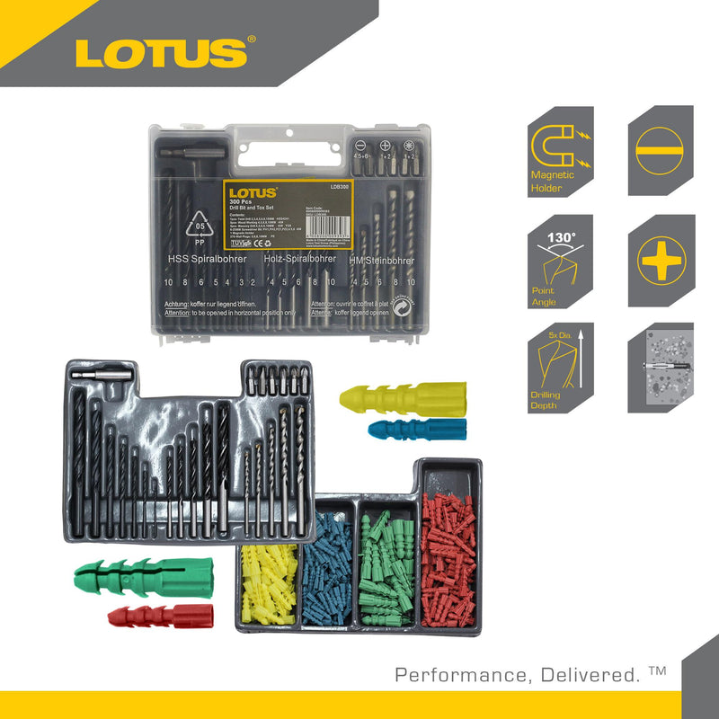 Lotus Drill Bit With Tool Box Set 300 Pcs Ldb300