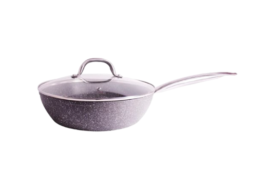Forged Stone Non-Stick Induction Deep Frypan W/ Glass Lid 28cm NSFG56