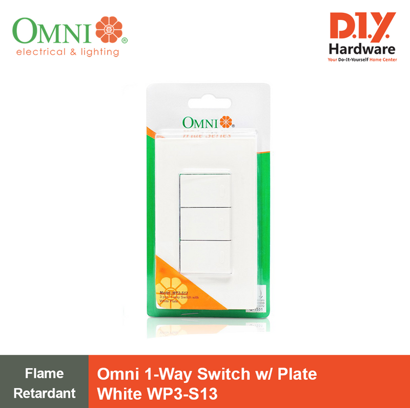 Omni 1 Way Switch with Plate White WP3-S13