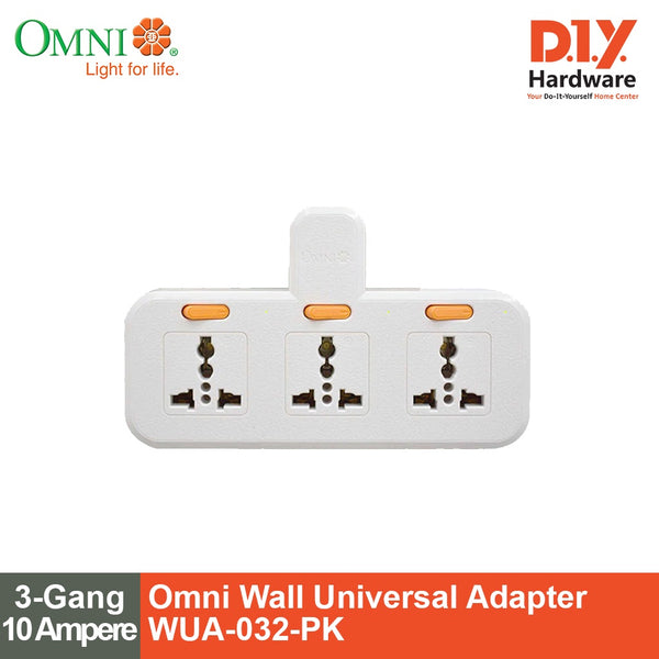 Omni 3-Gang Wall Universal Adapter with Individual Switch & Power Indicator - WUA-032-PK